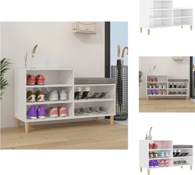 Immagine prodotto di vidaXL Portascarpe bianco lucido 102x36x60 cm in legno - Portascarpe e armadietti