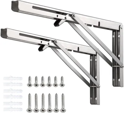 Produktbild von 2x Wand Klappkonsole 400 mm Edelstahl Schwerlast Klappkonsole Maximale 160kg Klappregalhalterungen, silber