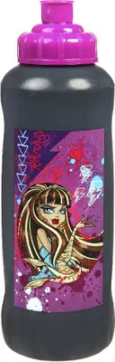 A Monster High themed water bottle.