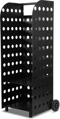Zdjęcie produktu dla Wózek do drewna kominkowego TolleTour, półka na drewno kominkowe, 112x42x35 cm, udźwig 60 kg, metalowy kosz na drewno kominkowe z kółkami, czarny