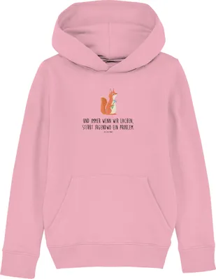 Produktbild von Mr. & Mrs. Panda Kinderpullover Eichhörnchen Blume 5-6 Jahre (110/116) - Baumwolle Pink - Geschenk, Hoodie, Lachen, Lustige Sprüche, Baumwoll-Hoodie, Motivation, Eichhorn