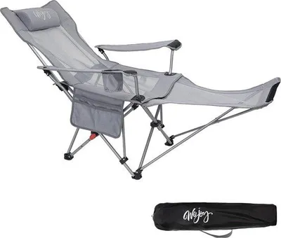Produktbild von Famanu 2-in-1 Campingstuhl mit verstellbarer Rückenlehne und Fußstütze - klappbar