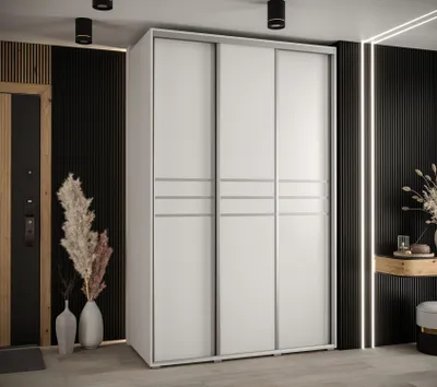 Produktbild von Kleiderschrank YVONA 10 - 160/60 cm, weiß/silber