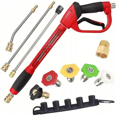 Image de Kit de pistolets pour nettoyeur haute pression – Longueur réglable de 23 à 162 cm | 5 buses 0°-40° + savon | 3 lances avec adaptateur M22 | Compatible avec Karcher HD/HDS