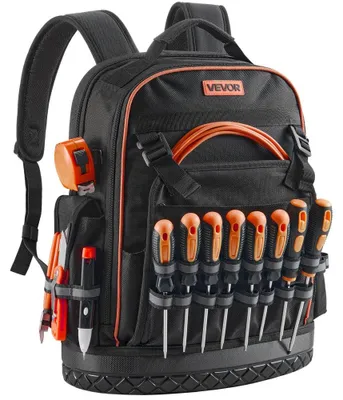 Imagen del producto de Mochila para herramientas con 64 compartimentos - Capacidad de carga de 31,75 kg - Altura de 47 cm - Fabricada en poliéster Oxford