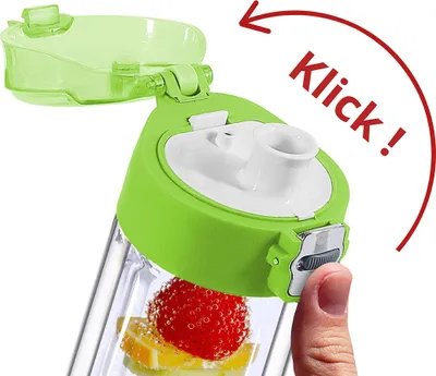 Produktbild von drink4chill Teeflasche to go mit Sieb / Thermosflasche / Trinkflasche Glas 400ml, doppelwandiges Glas, grün