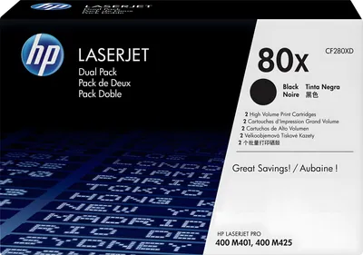 Produktbild von HP 80x 2x Schwarz LaserJet Tonerpatrone