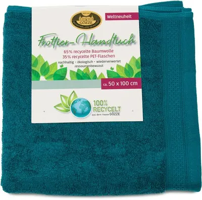Produktbild von GÖZZE Frottierserie aus recycelten Materialien weiches saugfähiges nachhaltiges Duschtuch Petrol 70 x 140 cm
