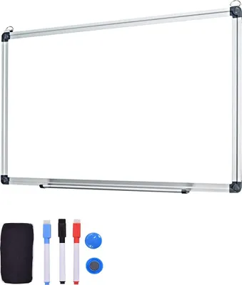 Obrázek produktu pro Magnetická tabule, magnetická tabule s hliníkovým rámem, magnetická tabule s černou tabulí, včetně 2 magnetických částic a 3 per, pro pracovnu, kancelář, domácnost 70x50 cm