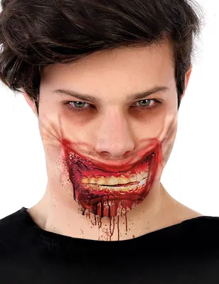 Obrázok produktu pre Krvavé zombie ústa Halloween rana bielo-červená 24 x 10 cm - jedna veľkosť pre všetkých