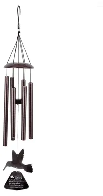 Zdjęcie produktu dla Dzwonki wietrzne z kolibrem – 91 cm, aluminiowo-żelazne, o głębokim brzmieniu, dzwonki pamiątkowe do dekoracji tarasu, ogrodu lub podwórka, model „Ojciec” w kolorze brązowym