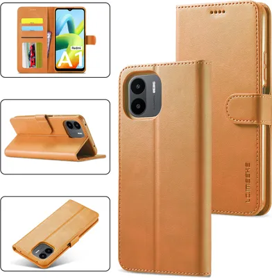Produktbild von Redmi A1 Hülle, Klapphüllen Brieftasche Leder Magnetverschluss Ständer Schutzhülle für Xiaomi Redmi A1 Gelb