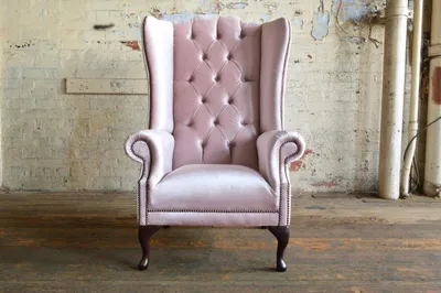Image de Fauteuil Chesterfield, fauteuil à oreilles, canapé une place, sofa, fauteuil relax, rembourrage, velours, cuir