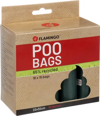 Immagine prodotto di Sacchetto per cacca di fenicottero Verde Poco riciclato - 16 x 15 sacchetti