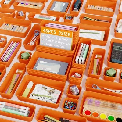 Obrázok produktu pre Oranžová sada organizérov do zásuviek pre kanceláriu a domácnosť