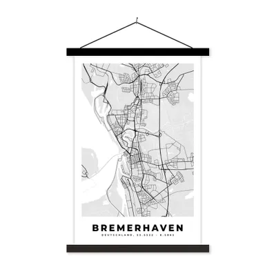 Produktbild von MuchoWow® Textilposter Deutschland - Karte - Bremerhaven - Karte - Stadtplan 60x90 cm mit schwarzem Rahmen - Poster Wohnzimmer