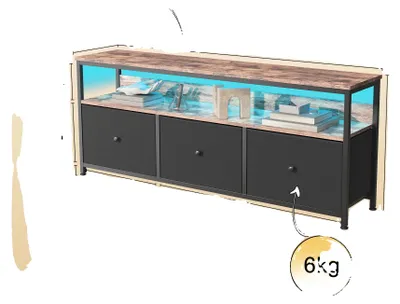 Obrázok produktu pre TV skrinka, nastaviteľné LED svietidlá, robustná konštrukcia, 108 cm, čierna