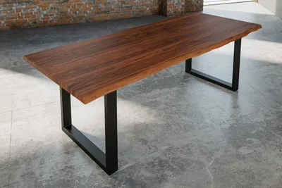 Produktbild von Esstisch Baumkante massiv Akazie nougat 240 x 100 schwarz Lauren