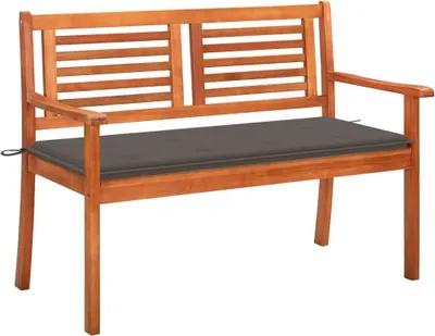 Immagine prodotto di vidaXL Panca da giardino a 2 posti con cuscino 120 cm in legno massiccio di eucalipto
