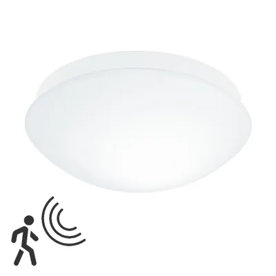 Produktbild von EGLO Deckenlampe Bari-M, Deckenleuchte mit Bewegungsmelder und Tageslichtsensor, Badezimmer Lampe aus Glas und Kunststoff, Flurlampe, E27, IP44