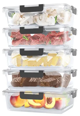 Productafbeelding van Avalo Vershoudbakjes Glas - Meal Prep Bakjes - Diepvriesbakjes - Met Deksel - 5 Delig 1060ml