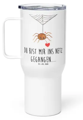 Produktbild von Mr. & Mrs. Panda Teetasse Spinne Agathe Liebe - Weiß - Geschenk, Verliebt, thermosbecher, Liebesbeweis, Thermobecher, Kaffee-to-go-Becher, To-Go-Becher, Liebesgeschenk