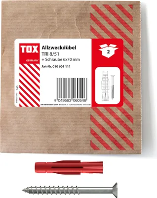 Obrázek produktu pro TOX 010601111 TOX TRI 8/51 010601111 Dübel- und Schrauben-Sortiment Ø 8 mm x 51 mm, 2 St.