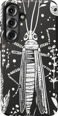 Produktbild von Schwarz-weißes Heuschreckenmuster – Hülle Kompatibel mit Galaxy S25 Plus