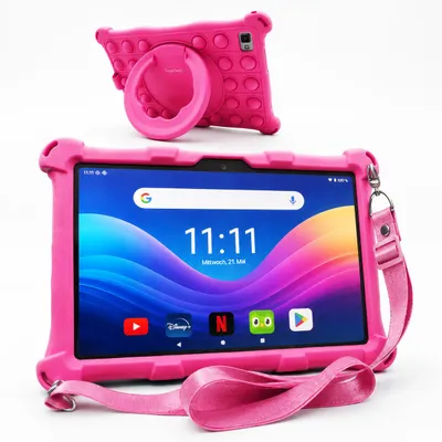 Produktbild von AngelTech Kindertablet XL PRO II - Android 16 - 6+8 GB RAM - 128GB - Octa-Core-Prozessor - Schnelles 10" Kindertablet -Elterliche Kontrolle - Rosa