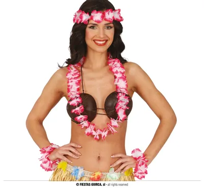 Image de Kit d'été hawaïen Couronne de fleurs Collier Bracelet Costume Fête, couleur : rouge