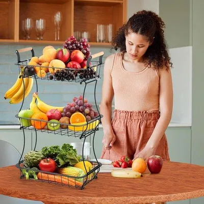 Productafbeelding van Famanu fruitschaal, 3-laags - zwart