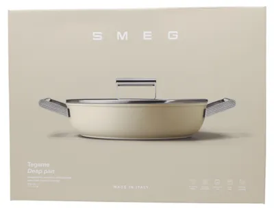 Produktbild von Smeg DPF2812CRM Pfanne, 28 cm, Keramik, Edelstahlgriffe, Cremefarben matt