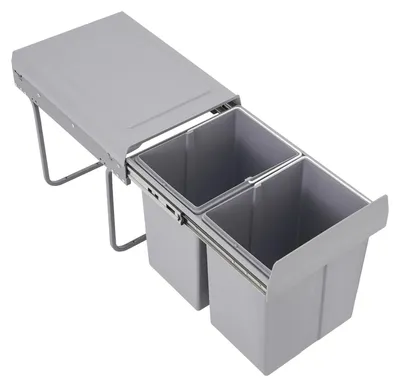 Produktbild von Doppelter ausziehbarer Mülleimer - Aufbewahrungseimer - 16,7 l Fassungsvermögen - Metall - Ca. 49x35x43 cm - Für Küche, Bad, Büro