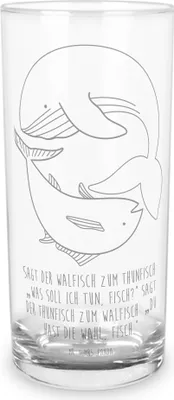 Produktbild von Mr. & Mrs. Panda Tumbler Walfisch Thunfisch 200 ml - Transparent - Geschenk, Trinkbecher Glas, Wal, Wasserglas, Spruch Des Tages, Tunfisch, Lustig, Witz, Lustige Sprüche