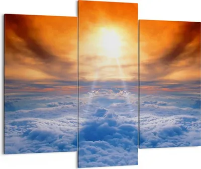 Produktbild von Bild auf Leinwand - Leinwandbild - Himmel Wolken Sonnenstrahlen - 130x100cm - Wand Bild - Wanddeko - Leinwanddruck - Bilder - Kunstdruck - Wanddekoration - Leinwand bilder - Wandkunst - CB130x100-0343