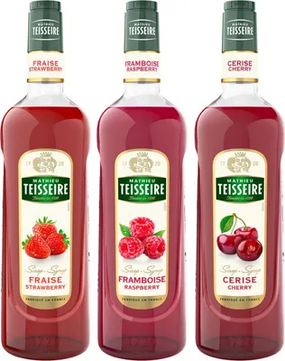Produktbild von Sirupe mit roten Früchten Teisseire - Erdbeere, Himbeere, Kirsche - 3x1l