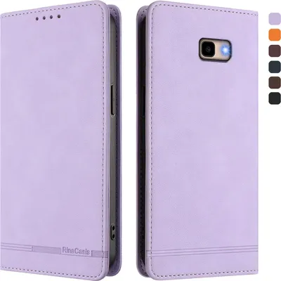 Image de Etui pour Samsung Galaxy J4 Plus, étui rétro en cuirPolyuréthaneavec support et fentes pour cartes de crédit Violet