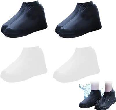 Produktbild von Überschuhe Wasserdicht Latex Uni 4 Paar Größe 32-43, Antirutsch, Wiederverwendbarer Schutz für Schuhe