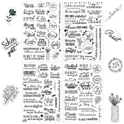 Produktbild von Rub-On-Sticker - 4 Blatt mit Love-Motiven - für Glas und DIY-Dekoration - 21x14 cm