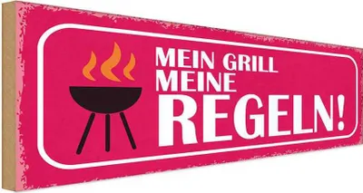 Produktbild von vianmo Holzschild 10x27 cm mein Grill meine Regeln Dekoration