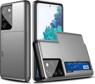 Produktbild von König Design Hülle kompatibel mit Samsung Galaxy S21 Ultra Kunststoff Soft Handyhülle - Handy Case Grau