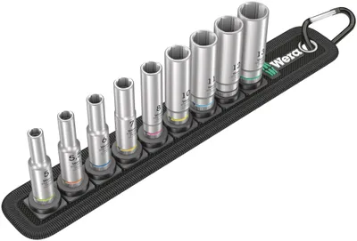 Zdjęcie produktu dla Wera 05004525001, Zestaw nasadek, 1/4", Metryczny, 9 głowic(e), 5,5.5,6,7,8,10,11,12,13 mm, 50 mm