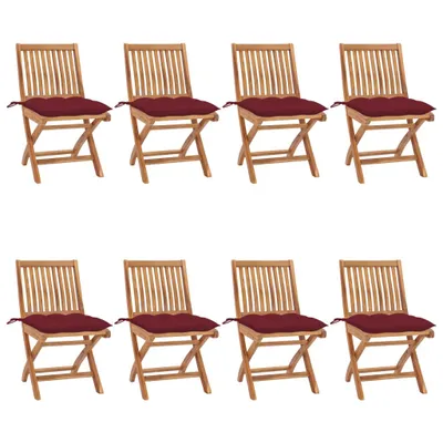Produktbild von Klappbare Gartenstühle mit Kissen 8 Stk. Massivholz Teak