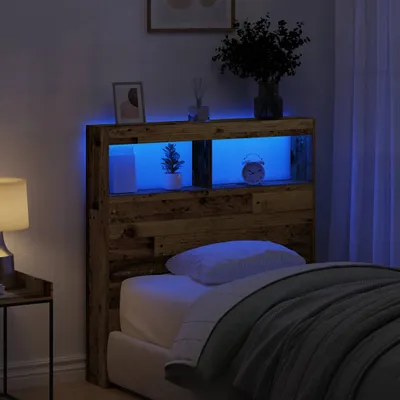 Produktbild von LED-Kopfteil mit Ablagen Altholz-Optik 100x17x102 cm, Kopfteile DesignMöbel