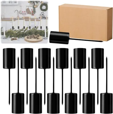Imagen del producto de Soporte para velas tipo cónica, 12 unidades: Metal, , para velas cónicas de menos de 25 mm de diámetro, ideal para velas decorativas de mesa, decoración de coronas de Adviento
