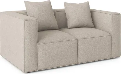 Produktbild von Box 2-Sitzer Sofa, 2 Dekokissen hellgrau.