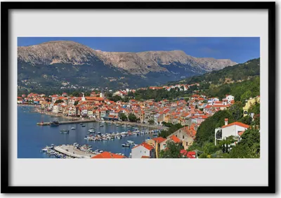Produktbild von Bild 100x70 MDF-Rahmen Wandkunst City Mountain Sea Landschaft