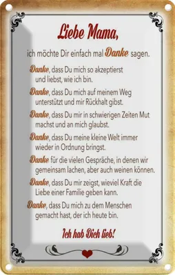 Produktbild von vianmo Blechschild 18x12 cm liebe Mama Ich hab dich lieb Familie Freunde