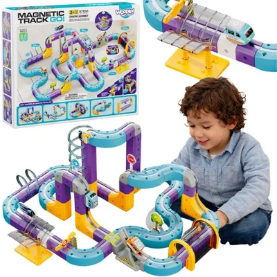 Image de WOOPIE - Kit de construction magnétique « Circuit de train » avec effet d'attraction, 126 pièces