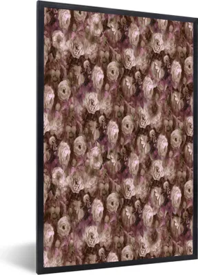 Produktbild von MuchoWow® MuchoWow® Gerahmtes Poster Blumen - Rosen - Ölfarbe 60x90 cm - Poster mit zchwarzem Bilderrahmen - Kunst